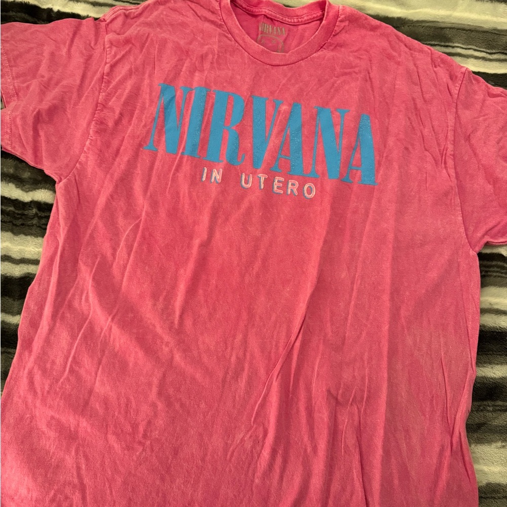 NIRVANA Pink and Blue Short Sleeve Tee